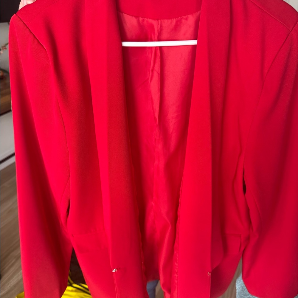 Vibrant Red Tailored Blazer Jacket